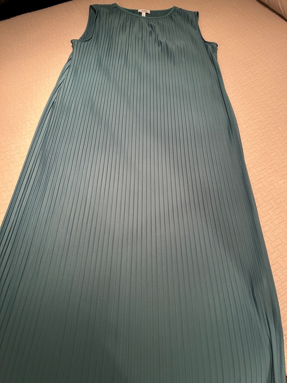 COS Sleeveless Pleated Maxi Dress in Teal
